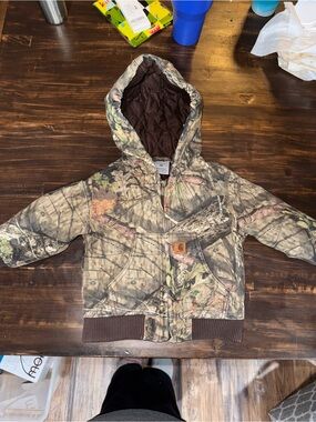 Carhartt Camo Hooded Kids Jacket with Brown Lining